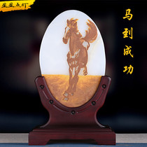 Jade Oxidized Table Leather Shadow Carved Living Room Tea House Office Decoration Jade Engraving Art Horse To Successful Sand Painting Pendulum