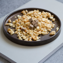 Three homes plate black flat plate frosted metal glaze ceramic tray black plate ceramic tea plate Western plate