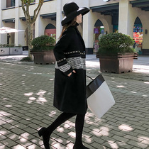 Sandro Svpr double-sided cashmere coat 2021 autumn and winter New Long small black woolen jacket