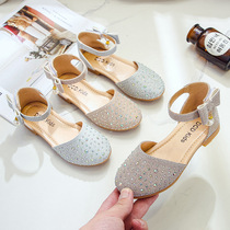 Girls princess shoes Sandals spring crystal shoes Children shiny crystal dress shoes Foreign style performance shoes Non-slip soft-soled shoes