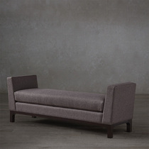 Tao home Vessel bed tail stool American simple bedroom furniture rubber wood fabric soft bag bench