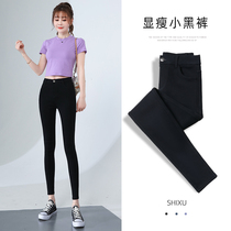 Black leggings for women to wear outside summer 2021 spring and autumn new elastic small feet high waist thin black pants for women thin section