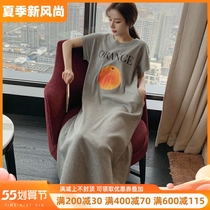 Sleeping Dress Woman 2022 New Summer Modale Loose Slim Sleeping Pregnant Lady Lady Overlong Cash Over Knee Ankle