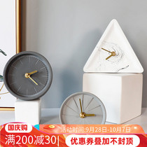 Nordic creative pink round clock cement clock simple desktop bedroom dormitory bedside desktop alarm clock ornaments