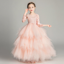 Princess dress girl fluffy gauze flower child catwalk wedding dress children girl evening dress little host piano performance costume