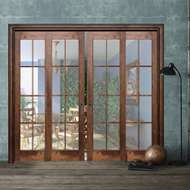 McJi pure solid wood indoor door Kitchen Door Balcony moving door Sliding Door glass door Full solid wood household wooden door