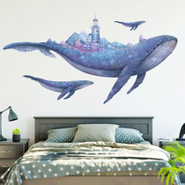 Wall Sticker Marine Whale Blue Minima Modern Animal Beacon Nordic Ins Self-adhesive Wall paper wall Decorative Painting