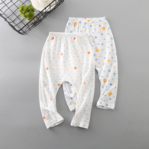 2 pieces of summer baby bamboo cotton pull crotch pants ultra-thin cotton baby big pp pants breathable trousers anti-mosquito can open crotch