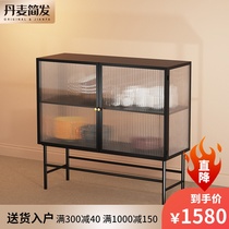 Denmark JIANFA Nordic simple dining side cabinet Glass entrance cabinet Restaurant storage cabinet Cupboard glass shelf