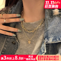 Titanium steel does not fade decorative necklace female ins hip-hop trend light luxury niche sweet cool high-end stacking sweater chain
