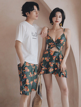 Couple swimsuit female one-piece dress sexy belly thin 2020 New ins Wind seaside beach resort set