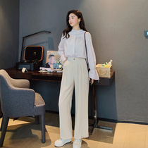 2021 New High-end Straight Pants Children Summer High-waisted Wide Leg Pants Casual Pants Smoke Pipe Pants High Street ins