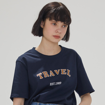 2021 Spring Summer College Joker Cotton Round Neck Letter Print square houlest Original Couple T-Shirt Women
