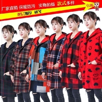 Cotton gown female adult plus velvet thickened anti-oil food clothes home outside the home cotton clothing warehouse cleaning canteen coat