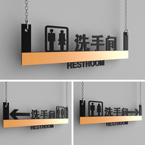 Bathroom signs guide cards Cards Toilet Door Signs TOILET HANGING LOGO WIRE DRAWING METAL BATHROOM DIRECTIONS CUE CARDS WITH ARROWS LOGO SIGNAGE ACRYLIC SIGN CARDS CUSTOMIZED