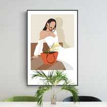 Modern minimalist living room decoration painting American sofa background wall hanging painting woman entrance wall painting abstract bedside painting