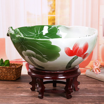 Jingdezhen creative ceramic fish tank Water lily basin King size fish basin Turtle tank Household lotus basin lucky ornaments