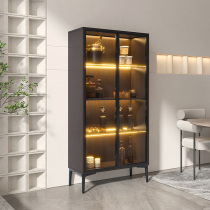 Glass wine cabinet living room against the wall modern minimalist home light luxury style display cabinet 2022 new high-end small glass cabinet