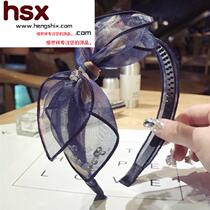 Korean handmade cloth art hair accessories headband Mesh floral knot wide edge toothed hairband Hairband Hair card hair headdress woman