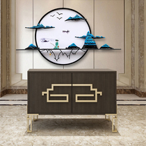 New Chinese porch cabinet solid wood sideboard modern Chinese living room Hall partition shoe cabinet homestay hotel terminal View platform