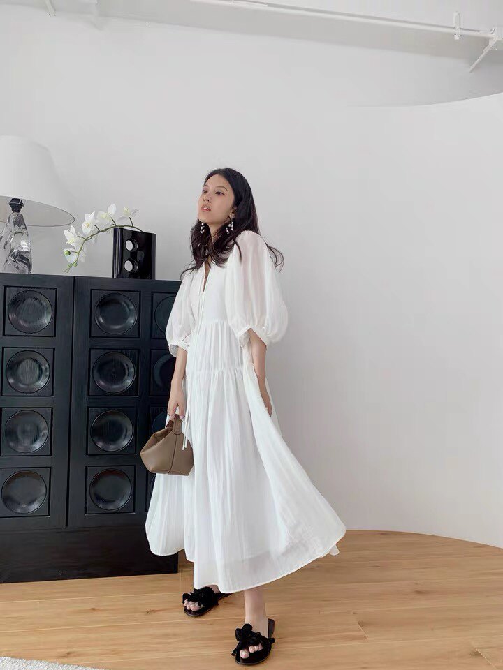 taupe商店度假bi备仙气飘飘氛围感仙女连衣裙泡泡袖蓬蓬蛋糕裙