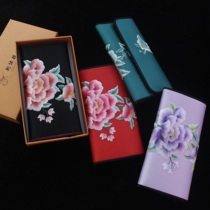 Embroidery wallet Su embroidery hand embroidery Destiny year wallet peony Chinese style famous ethnic characteristics gift Abroad gift