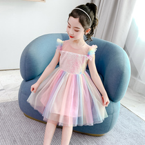 Girls' dress summer dress 2023 new foreign air princess skirt children little girl rainbow skirt big boy summer skirt