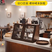 Japanese-style pure solid wood kitchen cupboard side cabinet Table storage cabinet Glass door mobile door cabinet double-sided use