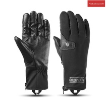 2021 New Fashion warm ski gloves men and women outdoor motorcycle riding style leather plus velvet thick leather