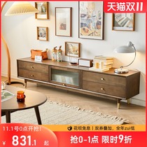 Ruifan Nordic Wood TV cabinet coffee table combination modern simple small apartment TV cabinet living room home floor cabinet