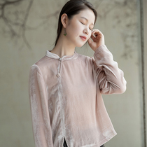 Strange flowers bloom orchid (just like your gentleness) disc buckle long sleeve classical top female shirt (Velvet)