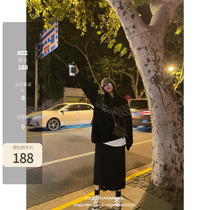 Xzzcharmingl not pick up the two color Milled Knitted Half Body Dress Woman Spring Autumn Thick and half-body long skirt