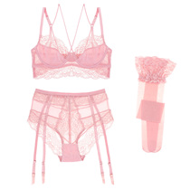 Snow Fox Valley French underwear set Underwear set Womens small chest gathered adjustment sexy bra garter suit
