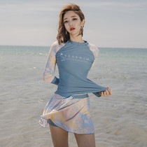 Sports swimsuit female conservative split body cover belly slimming long-sleeved sunscreen cover meat 2021 new hot spring swimwear
