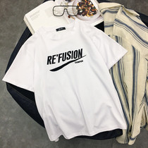 White top female Korean version loose half sleeve T-shirt female student simple letter couple outfit 2020 summer short-sleeved female