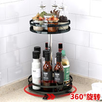 Rotatable spice rack kitchen rack countertop corner condiment corner oil salt sauce vinegar bottle condiment storage rack