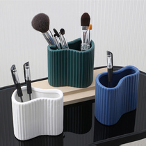Bead Curtain Striped minimalist Small pen holder barrel Ceramic Makeup Brush Drum Makeup Brush Barrel Tabletop Eyelink Pen Brow Pen Holder