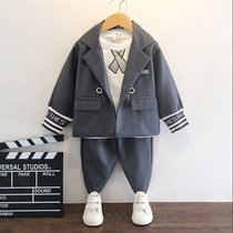 Boy Suits Suit Handsome Qi Engren Children Gown Korean version Fashion Boy Leisure Little West clothes Autumn Clothing Tide