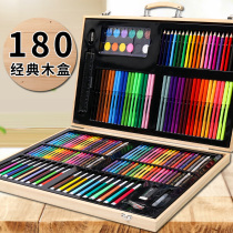 Wooden boxed color watercolor pen set watercolor pen kindergarten color pen children washable watercolor painting brush