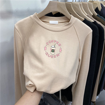 2022 new girl autumn winter velvet thickened warm top child long-sleeved t-shirt bottom baby compassion