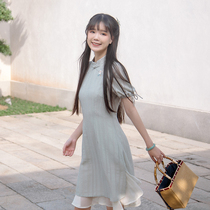 Sichuan Dai time: Enshi jade Jade Remean Teenage Girl Short-style qipao Bubble Sleeves Improved China Wind and Dress Thin