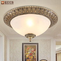 Macro lights European bedroom lamp American LED copper lamp round diamond living room library balcony lamp