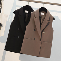Double-breasted suit vest Lady Spring and Autumn thin style outside 2021 new summer black tooling vest suit horse clip