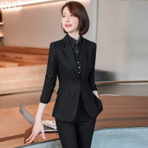 High-end Professional Suit Suit Women Summer Temperament Fashion Tooling Positive Clothes Manager Work Clothes Black Casual West Suit