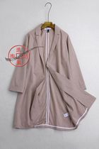 152 side 0813 simple personality retro style weave small check shoulder wide loose windbreaker