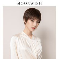 Dream Weishi wig female short natural real hair round face repair face real hair wig set full headgear short straight hair