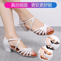 Girl Latin Dance Shoes Children Girls Soft Bottom Dance Shoes Less Kids Sandals Beginner Adults White Black Precisely