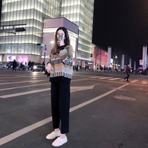 European station Ocnltiy spring womens clothing 2021 new foreign style age reduction thin temperament sweater pants two-piece set