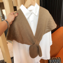 Crows feet shawl with vest shoulder spring summer and autumn cervical spine knitted air-conditioned room mermaid with shoulder bib false collar for women