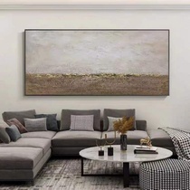 Pure hand-painted oil painting horizontal board living room Nordic light luxury porch sofa gold foil three-dimensional decorative painting abstract minimalist hanging painting